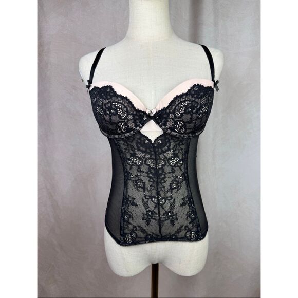 Victoria’s Secret Black Lace Corset Top 34C - Picture 1 of 7